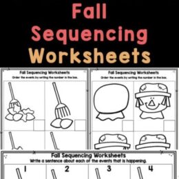 six digital images of fall sequencing printables