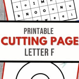 two digital images of pages from the Letter F cutting pack