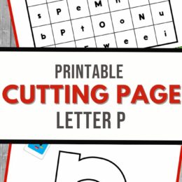 two images of letter P cutting practice pages