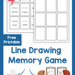 two digital images showing a blank page with 9 blocks and the other with different types of line styles and their names
