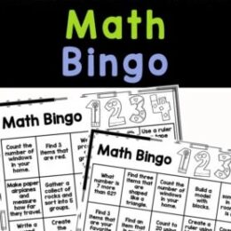 a digital collage of math bingo cards