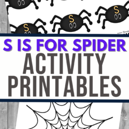 two digital page images of clipart spiders and a spider web
