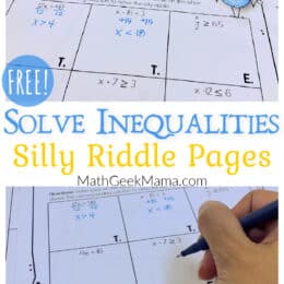 sample printed page showing inequalities math problems