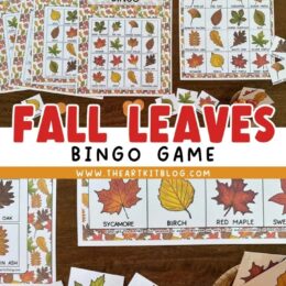 printed BINGO cards with fall leaves theme