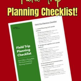 red background with a digital image of the field trip planning checklist