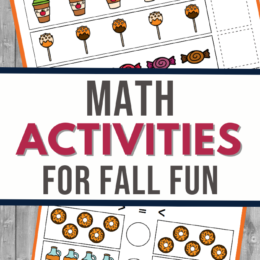 two digital images of fall themed math worksheets for preschoolers