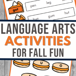 two digital page images of fall themed language arts activities