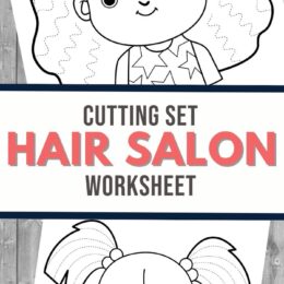 two digital images of hair cutting scissor practice pages