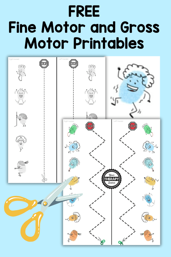 two digital images of scissor cutting practice pages
