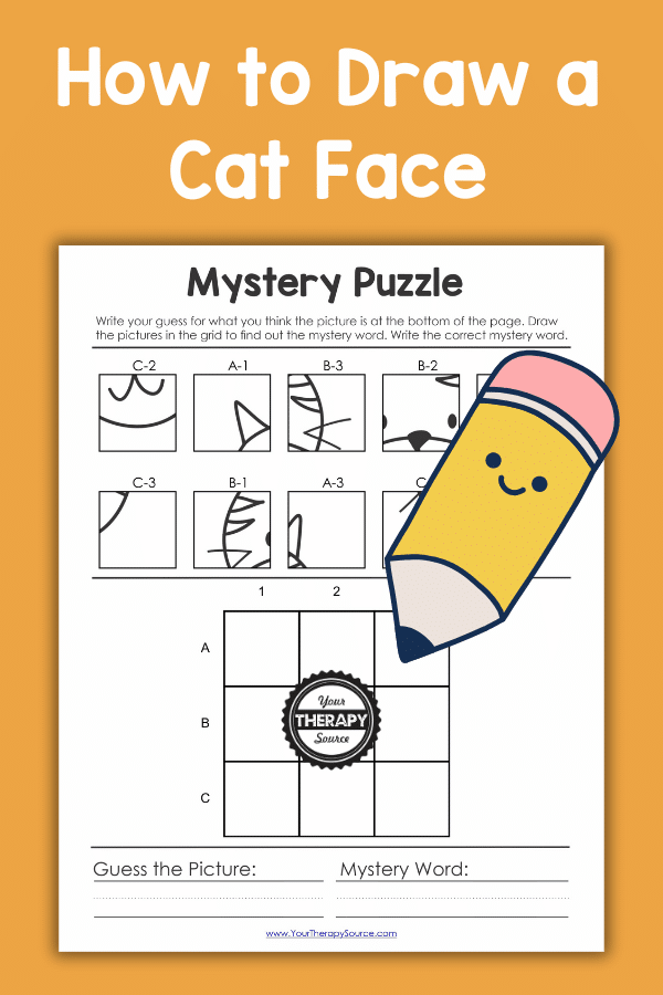 how to draw a cat lesson page showing sample images of each step