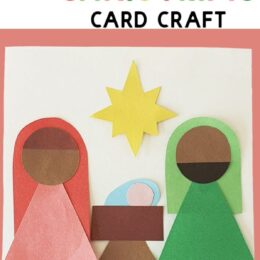 construction paper cut out to create the Nativity for a Christmas Card cover