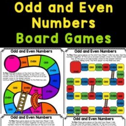 six digital images of odd and even printable board games