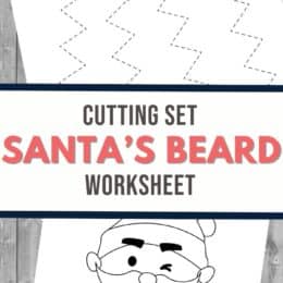 two digital page images of Santa's beard with squiggly lines to practice cutting and tracing