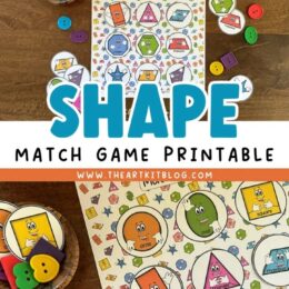 printed pages of colorful shape matching activity