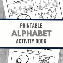 two digital pages of the alphabet activity book packet
