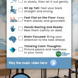single digital sheet of paper showing calming activities to do after brain breaks