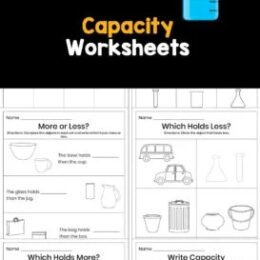 six digital page images of capacity worksheets