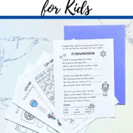 printed snowman themed I spy pages fanned out