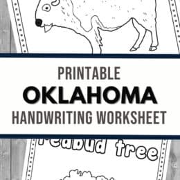 two digital page images of the Oklahoma state printables showing the buffalo and state tree