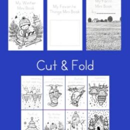 white digital pages of the winter mini early readers on a blue background