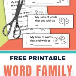 digital images showing a sample word family printable flip book