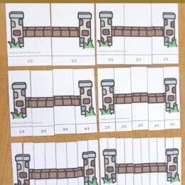 printed fraction puzzles with a billy goat gruff theme