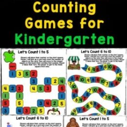 six digital images of counting worksheets