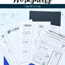 fanned out printed pages from the Tornado worksheets set