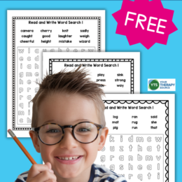 three digital page images of phonics word search puzzle pages