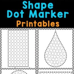 six digital page images of dot marker shape printables