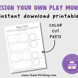 digital page image showing outlines for printable play money options