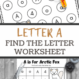 two digital page images of the Arctic Fox, letter A find the letter worksheets