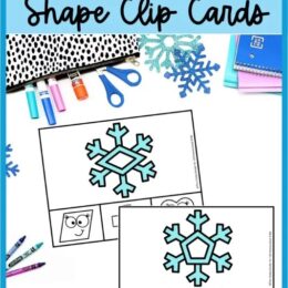 two digital image clip cards with snowflakes and different inner shapes