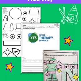 digital page images showing the template and writing page for the Ninja Turtle writing pack
