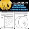 six digital pages from the Musical Instrument coloring pages