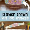 printed, colored, and assembled flower "crown" template