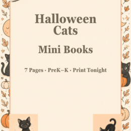 free halloween cats mini books 7 pages positional words counting 1-5 1+1+1=1 preschool kindergarten