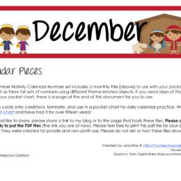 December Nativity pocket chart calendar publisher preview with Mary, Joseph, and baby Jesus