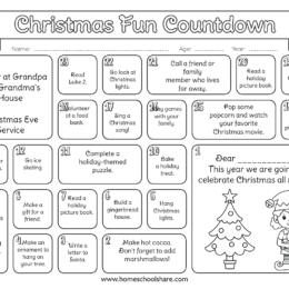 Christmas Fun Countdown printable preview from Homeschool Share