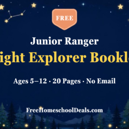 Free Junior Ranger Night Explorer booklet, ages 5 to 12, 20 pages, no email needed
