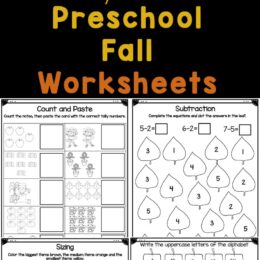 free preschool fall worksheets 20 + 20 pages Preschool Play and Learn