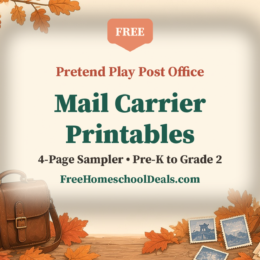 Free mail carrier pretend play printables: a 4-page play post office sampler for pre-K to grade 2