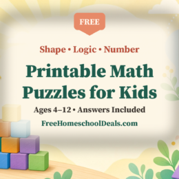 Free printable math puzzles for kids ages 4 to 12: shape, logic and number puzzle sheets with answers