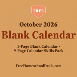 Free October 2026 blank calendar and calendar skills pack